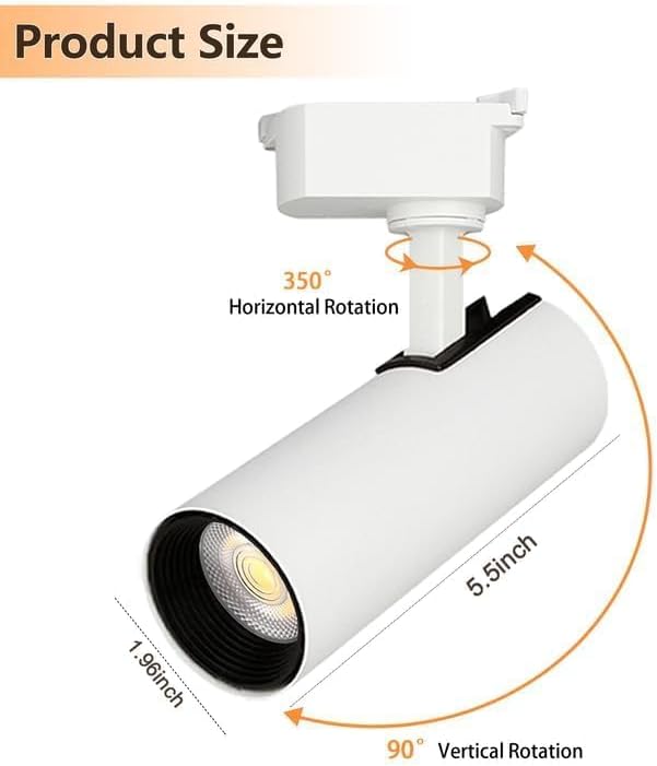 White LED Track Lighting Heads (No Track Rails), 2-Lights 20W Dimmable Track Lights Head Suitable for H Type Rails 6000K Cool White Ceiling Spotlight Fixture for Indoor Home Commercial