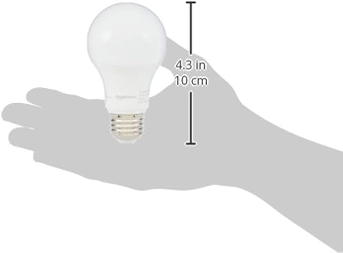 Amazon Basics A19 LED Light Bulbs, 60W Equivalent, 9W Energy Efficient, E26 Standard Base, Daylight White 5000K, Dimmable, 10,000 Hour Lifetime, 6-Pack