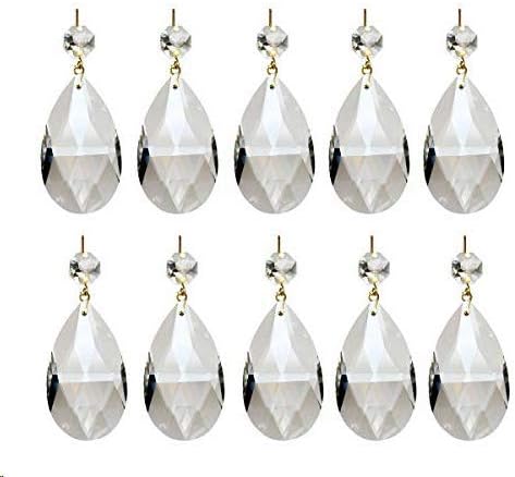 AHIER 10Pcs Clear Crystal Teardrop Chandelier Prism Pendants Shiny Glass Crystals Beads for Light Lamp, Jewelry Making. (Teardrop)