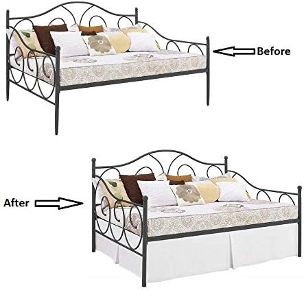 Pleated Bed Skirt with Split Corners for Daybeds - Three Side Coverage - Made with Brushed Microfiber, (Twin Size, Ivory Solid)/16 Inch Drop