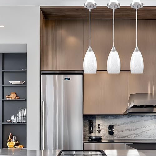 Viinew 3-Pack Glass Pendant Light,Mini Milk White Glass Pendant Light | Mini Milk White Handblown Art Glass Shade Ceiling Light 4.72" Hanging Pendant Light for Kitchen Island,Dining Room