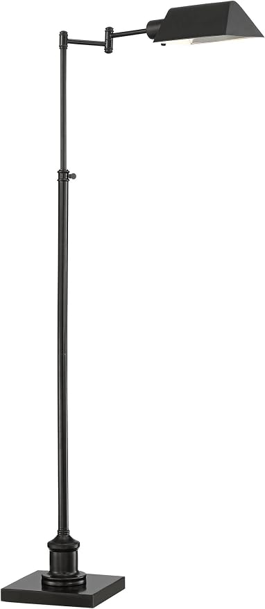 Jenson Adjustable Height Bronze Swing Arm Pharmacy 54" Tall Floor Lamp | Traditional Farmhouse Standing Base Dark Metal Bright Downward Light for Living Room Reading House Bedroom