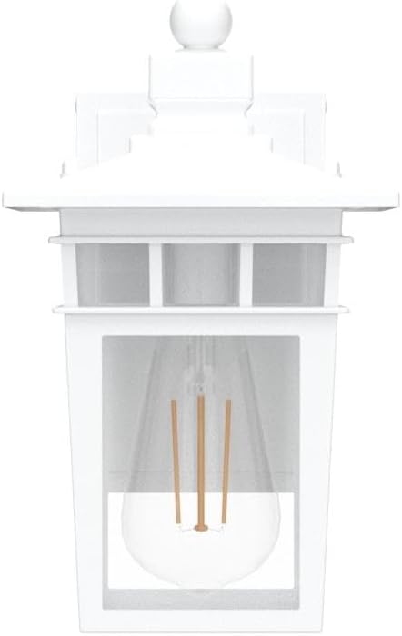 White Outdoor Porch Lights with GFCI Outlet,Dusk to Dawn Outdoor Lighting Work with Security Camera,Aluminum Exterior Outdoor Wall Lights Fixture,Waterproof Outside Lights for House,Bulb not Included