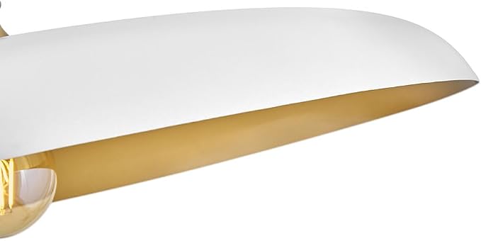 Hinkley Sadie 18" Medium Dome Pendant, Chalk White with Lacquered Brass | Two Tone Saucer Chandelier, Includes (5) 7" Downrods, Needs a Med. LED Bulb, Adjustable Height, Dining Room, Kitchen