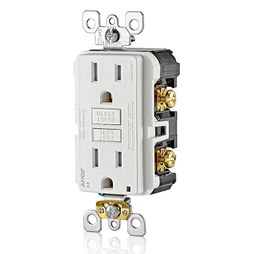 Leviton Dual-Function AFCI/GFCI Outlet,15 Amp,Self Test,Tamper-Resistant with LED Indicator Light,Protection from Both Electrical Shock and Electrical Fires in Device,AGTR1-W,White,(Pack of 10)