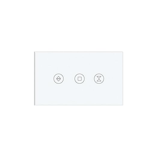 Smart Roller Shutter Switch Single Gang 2.4GHz Wi-Fi Touch Switch, Neutral Wire Required,Work with Smart Life/Tuya App and Alexa,Tempered Glass Panel,White