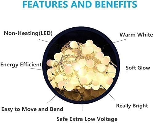 RaThun Globe String Lights Plug in 116 Ft. 200 LED 8 Modes with Remote,Waterproof Fairy String Lights for Indoor Outdoor Bedroom Party Wedding Garden Christmas Tree Decor,Warm White | 200 LED Fairy Lights with Timer, 8 Modes, 16ft Extended Lead, Plug i...