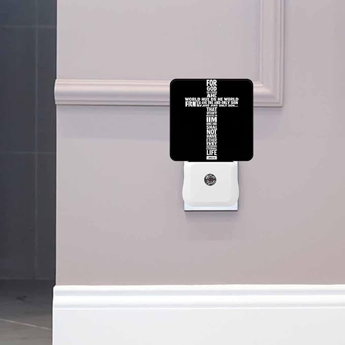 The Cross Night Light Christianity with Biblical Verses LED Night Lights Plug into Wall for Stairway Hallway Bedroom 0.5W Nightlight
