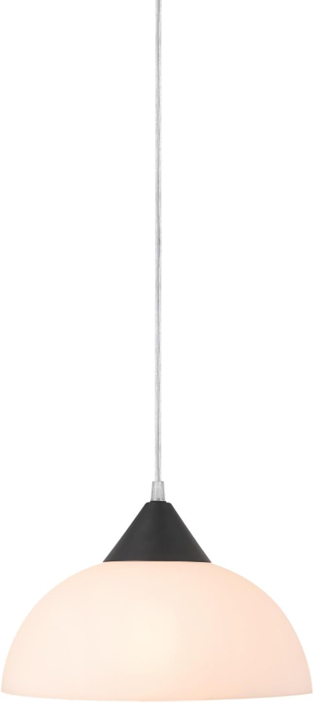Globe Electric 60435 1-Light Plug-in Pendant Light Fixture, Dark Bronze Finish, Frosted Shade, Adjustable Clear Cord Height, Modern Hanging Lights for Kitchen Island, Hallway, or Dining Room