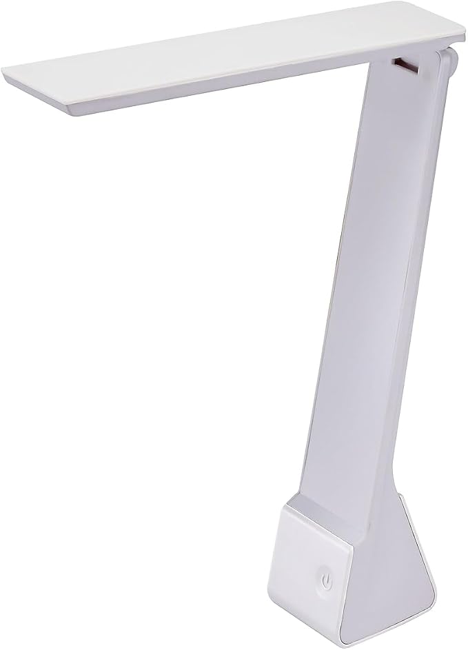 Bostitch Office KT-VLED1810-WHITE Powered Rechargeable Battery LED Desk Lamp, 3 Color Temperatures, Flip Open, White