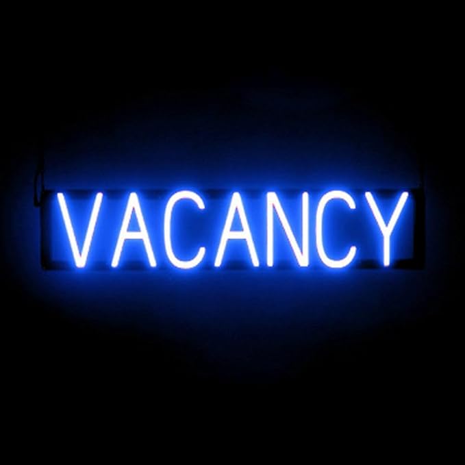 LED Neon VACANCY Sign for Business - Blue, 30" x 6" | Ultra-Bright Click-Together Signage for Hotels & Motels, with Visibility from 500 ft - 8 Animations, 6 Brightness Options