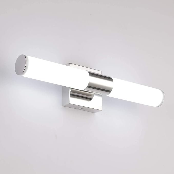 Bathroom Vanity Light Fixture, 16" Inches 8W 6000K Chrome LED Mirror Lights for Bathroom Wall Sconces Bar Lighting