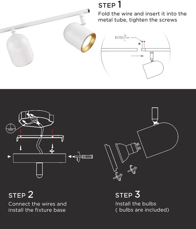 FEMILA Track Lighting, Led Track Light, GU10 Bulbs Included, 44" Flush Mount Ceiling Spot Lights, for Living Room, Gallery, Bedroom, Hallway, 4FS78TL-5 WH