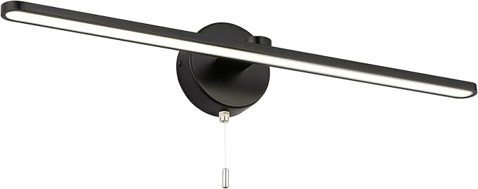 24 Inch LED Vanity Light Bar, Modern Black Bathroom Vanity Light Fixture，Over Mirror sconces Wall Lighting, Wall Light Bar with 3000K/4000K/5000K Dimmable Pull Chain Switch On/Off