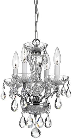Traditional Crystal 4 Light Hand Cut Crystal Polished Chrome Mini Chandelier