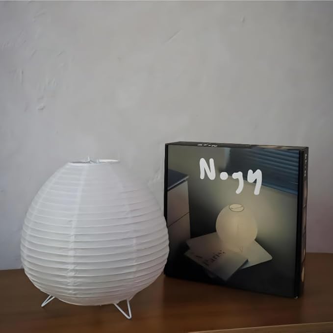 Nogy Small Rice Paper Lamp • Japanese Paper Lantern Lamp • Paper Shade Table Lamp • Bedside Lantern Lamps for Bedrooms