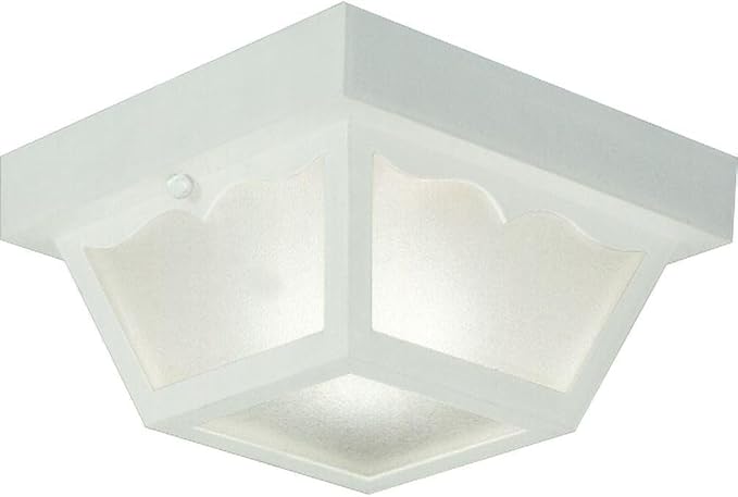 Progress Lighting 1-Light Indoor and Outdoor Flush Mount Ceiling Light, Interior and Exterior Ceiling-Mount Light Fixture for Porch Light, Patios, Garages, Hallways, Non-Metal, 8-1/4" by 4-3/4", White