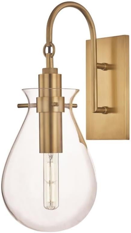 Hudson Valley Lighting Valley BKO100-AGB Transitional LED Wall Sconce from Ivy Collection in Brass - Antique Finish Aged Brass Clear Glass