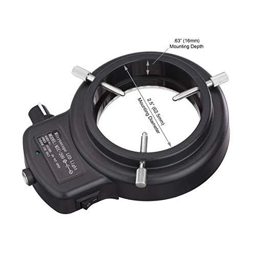 AmScope LED-144A 144-LED Lighting-Direction-Adjustable Microscope Ring Light with Adapter for Stereo Microscopes