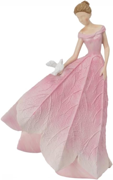 Guichifun Pink Leaf Angel Girls Fairy Statue Home Decoration | Resin, Home Garden Patio Living Room Decor, Memorial Gift for Mom 5.5 x 3.25 x 8 Inch