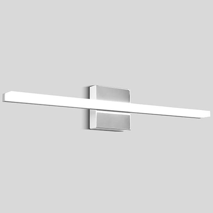 24 Inch Chrome LED Bathroom Vanity Light, 14W 6000K Cool White Over Mirror Lighting Fixture, Modern Hardwired Linear Wall Sconce for Bathroom Bedroom