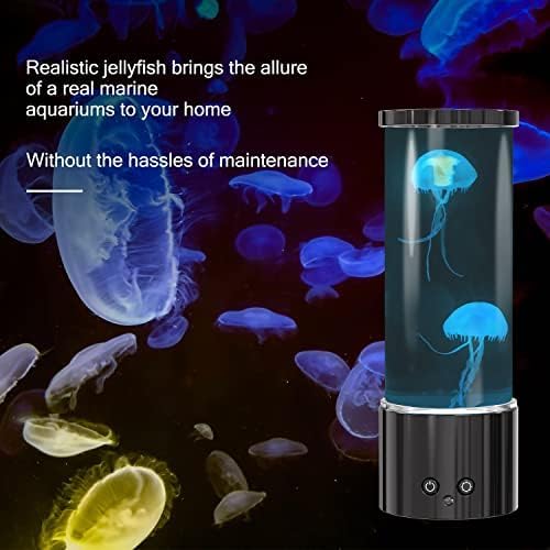 FBSPORT Jellyfish Lamp, Jellyfish Night Aquarium Tank Night Light 17 Color Changing with Remote Control for Kids Adults Home Office Decor Table Lamp Gifts for Christmas(Black, 8.6 inch)