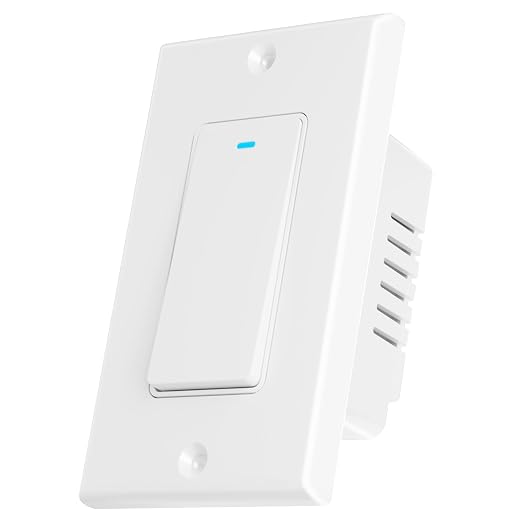 Smart Switch for Light 1 Gang, Neutral Wire Required, 2.4GHz Wi-Fi Switch Compatible with Alexa and Google Home, UL Certified