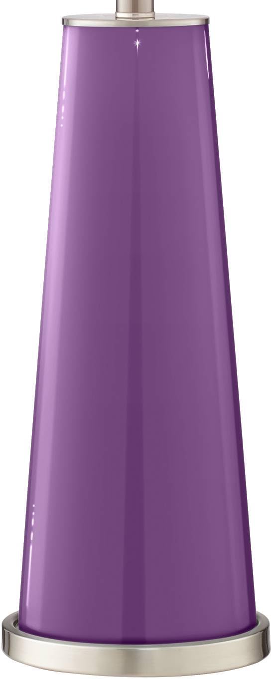 Leo 29 1/2" Tall Table Lamps Set of 2 Passionate Purple Glass Modern | Plain Tapered Column Bedroom Living Room House Home Bedside Nightstand Office Family White Drum Shade