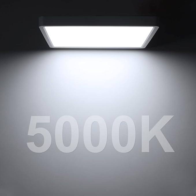 LED Flush Mount Ceiling Light Fixture, 5000K Daylight White, 12inch 24W, 3200LM, Slim Flat Panel Lighting Fixture, Square Modern Ceiling Lamp for Bedroom, Kitchen, Living Room, Closet, Stairwell
