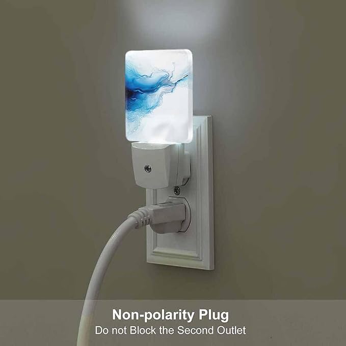 Marble Texture Night Light Blue Creative Liquid 0.5W Night Lights Auto LED Lamp Energy Saving Square Lights for Room Bedroom Bathroom