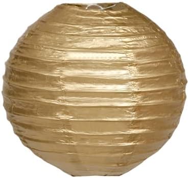 Pack Of 6 Round Paper Lanterns Lamp Wedding Birthday Party Decoration (Gold, 6"/15CM)