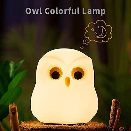Cute Owl Kids Night Light,USB Rechargeable Cute Animal Lamps,Creative Symphony Night Light Children Feeding Light at Night,Touch Control,Safe Silicone,ABS+PC Material Bedside Lamp（White）