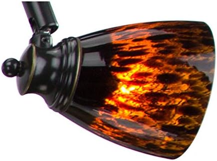 4 Lights Fixed Track Lighting Kit - Dark Bronze Finish - Brown Glass Shade - Wave Bar - D268-44C-DB-BRNS