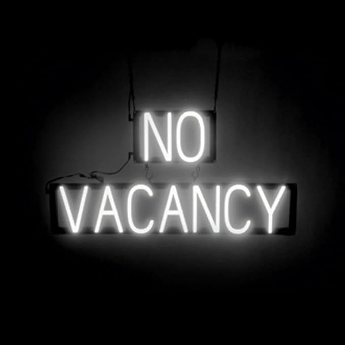 LED Neon NO VACANCY Sign for Business - White, 30" x 15" | Ultra-Bright Click-Together Signage for Hotels & Motels, with Visibility from 500 ft - 8 Animations, 6 Brightness Options