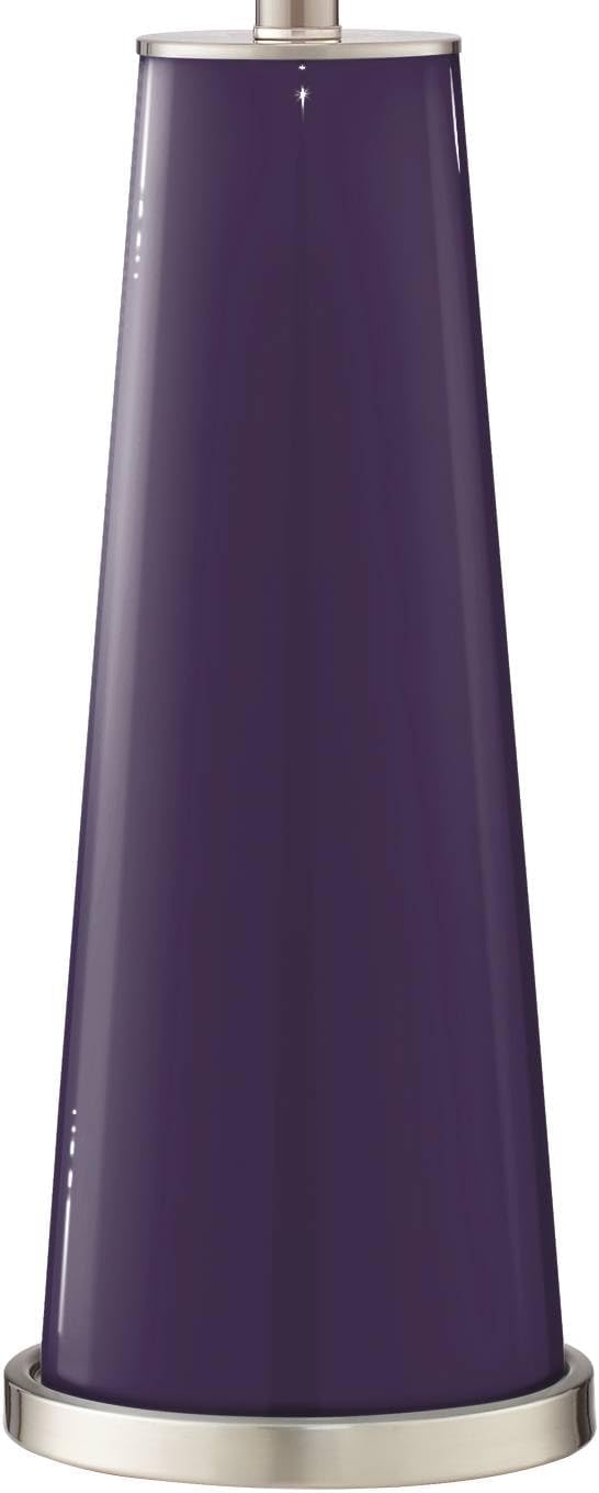 Leo 29 1/2" Tall Table Lamps Set of 2 Quixotic Plum Purple Glass Modern | Plain Column Tapered Gauntlet Gray Bedroom Living Room House Home Bedside Nightstand Office Family White Drum Shade