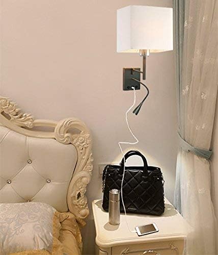 HomeFocus Bedside Wall Light with LED Reading Lamp,Swing Arm Wall Lamp,Wall Sconces