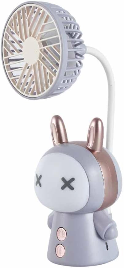 Mini Handheld Fan Cartoon Portable Fan with Night Light USB Rechargeable Battery Operated Folding Small Fan for Home Kids Children Table Study Desk Lamp LED Light (Purple)