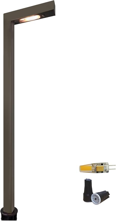 COLOER Brass Low Voltage Garden Lights 1-Pack with 3W LED G4 Bulb(603B) | 9-17V AC/DC Garden Lights Electric, Bronze Finish, IP65 Waterproof, Outdoor Pathway Light for Yard, 2700K Landscape Lighting