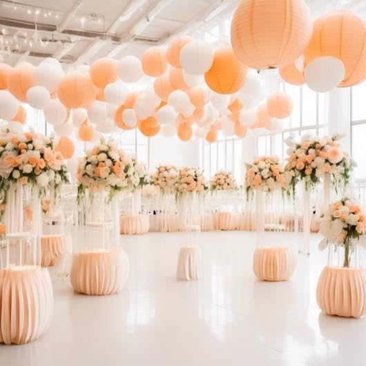 Matissa 10"(25CM) Pack of 6 Paper Lantern Wedding Party Decoration Craft Lamp Shade (Peach)