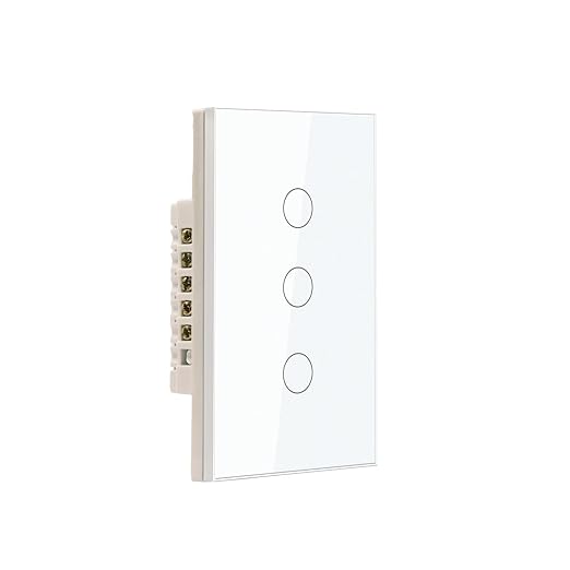 WiFi Smart Light Switch,3-Button Single Gang 2.4GHz Wi-Fi Touch Switch, Neutral Wire Required,Work with Smart Life/Tuya App and Alexa,White