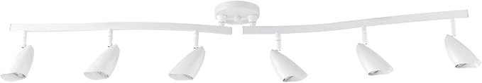 Globe Electric 59353 Grayson 6-Light Adjustable S-Shape Track Lighting, White Color, Matte Finish, 8.66", Bulbs Not Included