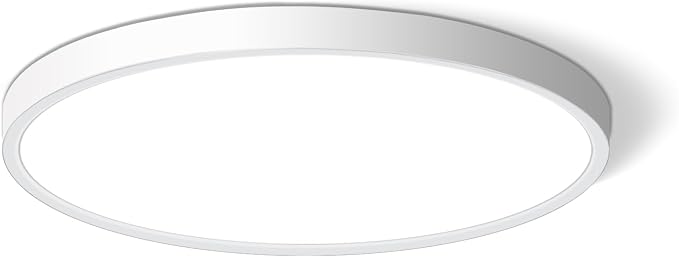 LED Flush Mount Ceiling Light Fixture 12Inch, 24W Flat Light,5000K Ultra Thin Surface Panel Low Profile for Bedroom Kitchen Bathroom Garage Living Room, White (DC-CJ-0030-24W-50K)