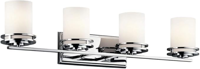 Kichler Hendrik 33.75" 4 Light Vanity Light with Satin Etched Cased Opal Chrome