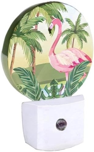 EKOBLA Tropical Flamingo Night Light, Palm Tree Jungle Plug-in Nightlight with Dusk to Dawn Light Sensors for Bedroom, Bathroom, Hallway, Kitchen, Gifts Ideal for Boys Girls Women Men