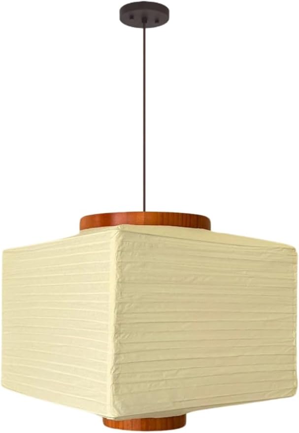 Nogy Paper Lantern Lamp Japanese Style Pendant Light - Off White Rice Hanging Paper Lamp Shade with Cord (Hardwired, 11.5)