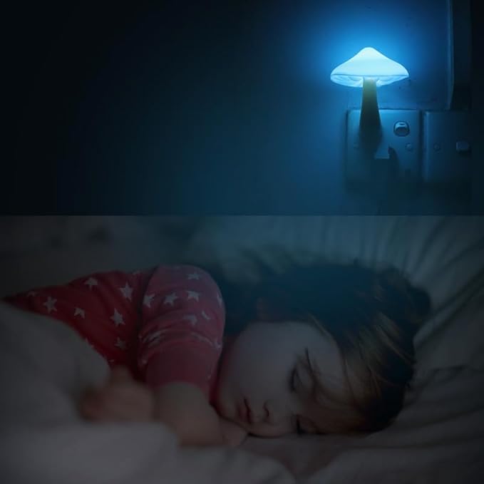 AUSAYE 5Pack Sensor LED Night Light Plug in Lamp 7 Color Changing Mushroom Light Cute Night Lights for Adults Kids NightLight Bedroom,Bathroom,Toilet,Hallway,Stairs,Kitchen,Basement