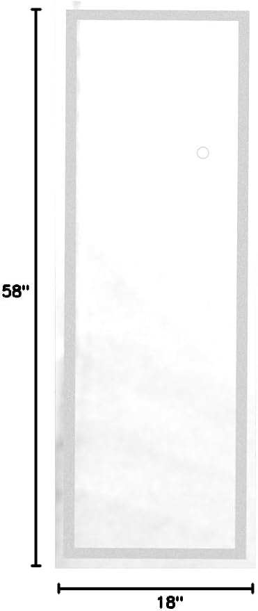 Hasipu Full Length Mirror with Lights, 58" x 18" LED Lighted Floor Standing, Full Body Dressing Hanging Mounted Mirror, Tempered Glass, Square White