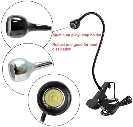 LED Desk Lamp Clip On Light,360°Flexible Gooseneck and Clamp Reading Light | Portable USB Powered Task Light with Clamp,Night Light Clip on for Desk, Bed Headboard and Computers Silver