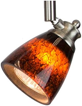 4 Light Adjustable Track Light, Brushed Steel Finish, Brown Glass Shade, Ready to Install, Bulb Included, D268-44C-BS-BRNS