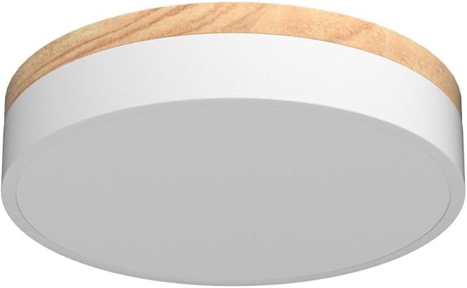 Yiisem Dimmable Wood LED Flush Mount Ceiling Light, White, 11.8 in | 5CCT 2700K-6000K Modern Close to Ceiling Lighting Fixtures, Round Ceiling Lamp for Bedroom, Kitchen, Hallway, Laundry Room